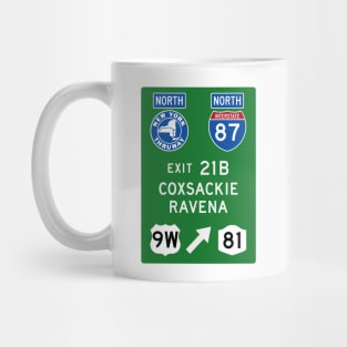 New York Thruway Northbound Exit 21B: Coxsackie Ravena US Rte 9W Mug